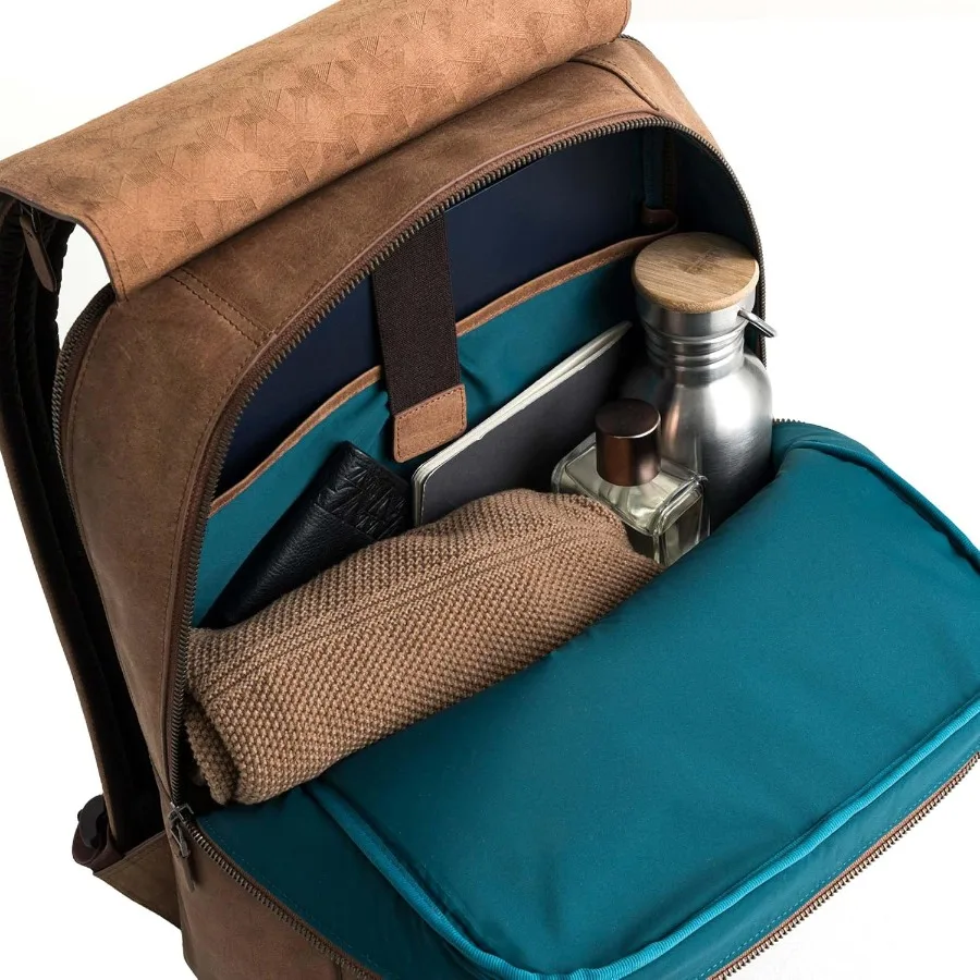 Mochila de couro para homens e mulheres clássico marrom - mochila vintage de couro de grão superior artesanal com capa para laptop de 17 polegadas -