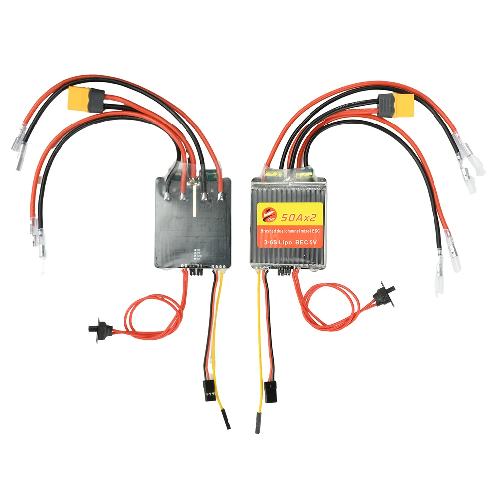 

30A 50A Dual-Channel Brushed Motor ESC for RC Cars Boats Tracked Vehicles with PWM Signal Input - Electronic Speed Controller