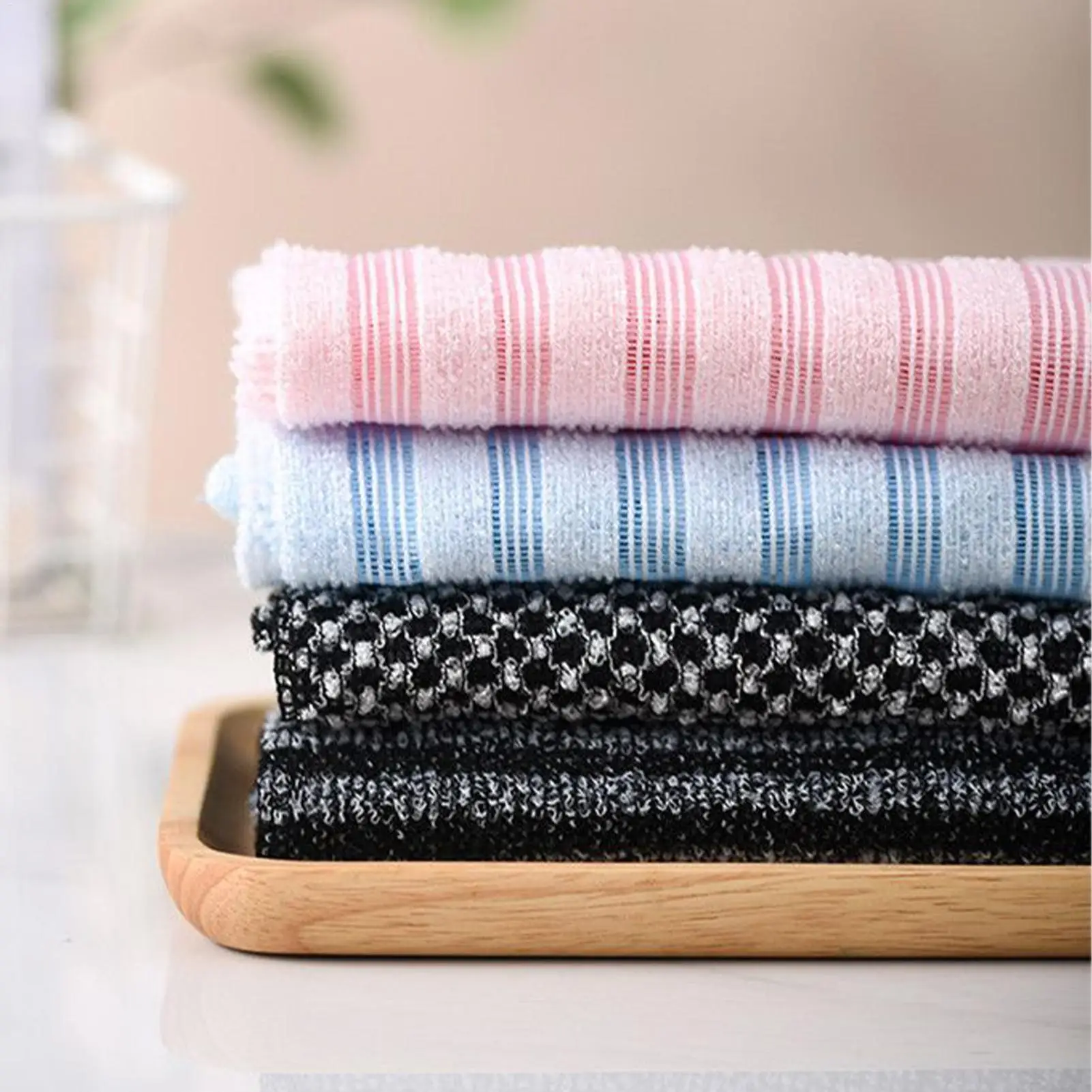 Long Handle Back Scrubber Towel Gentle Exfoliating & Cleansing for Shower, Reaches Back Elbows & Feet, Quick Drying & Hygienic