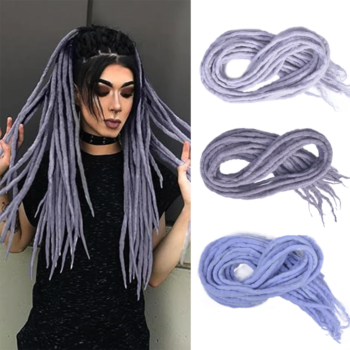 Synthetic Dreadlocks Crochet Hair Soft Wool Dread Locs Handmade Braiding Hair Extension For Afro Women Men Hip Hop Style