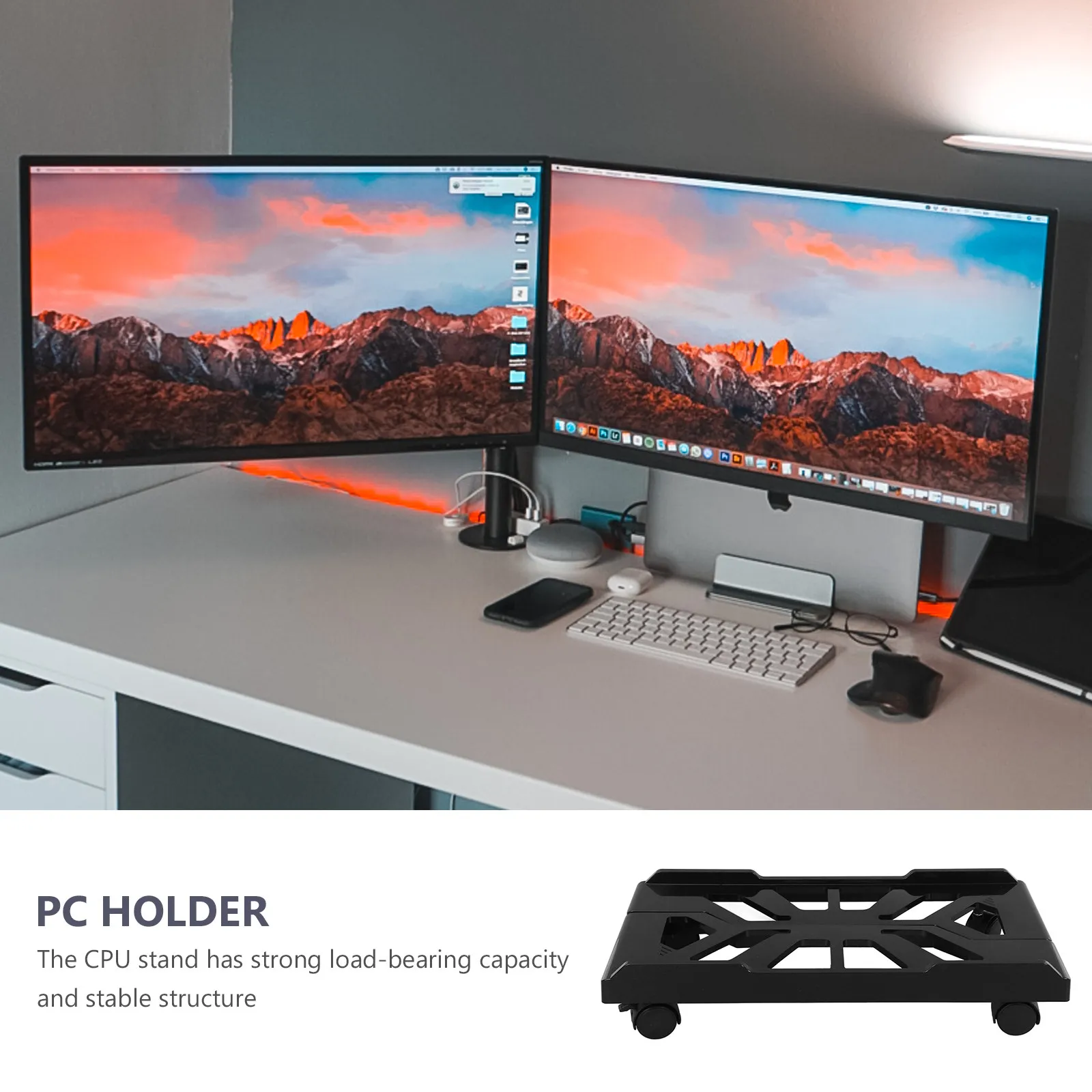 Adjustable Computer Tower Stand with Wheels for Easy Mobility Under Desk Or Floor Use Pc Tower Holder for Better Airflow and
