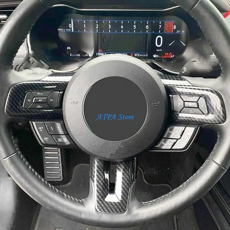 U13C 3x Kohlefaser-Auto-Lenkradknopf-Aufkleber, Verkleidung für Fahrzeugbesitzer