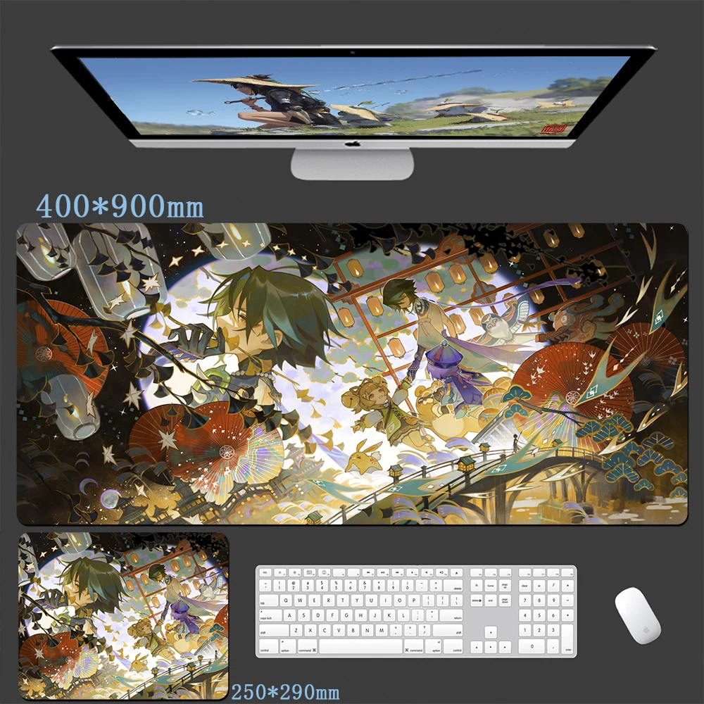 Genshin Impact Mouse pad xiao Anime Mousepad Gaming Large Mouse mat Gamer Rug for Computer Playmat Keyboard Pads XXL Desk Mat