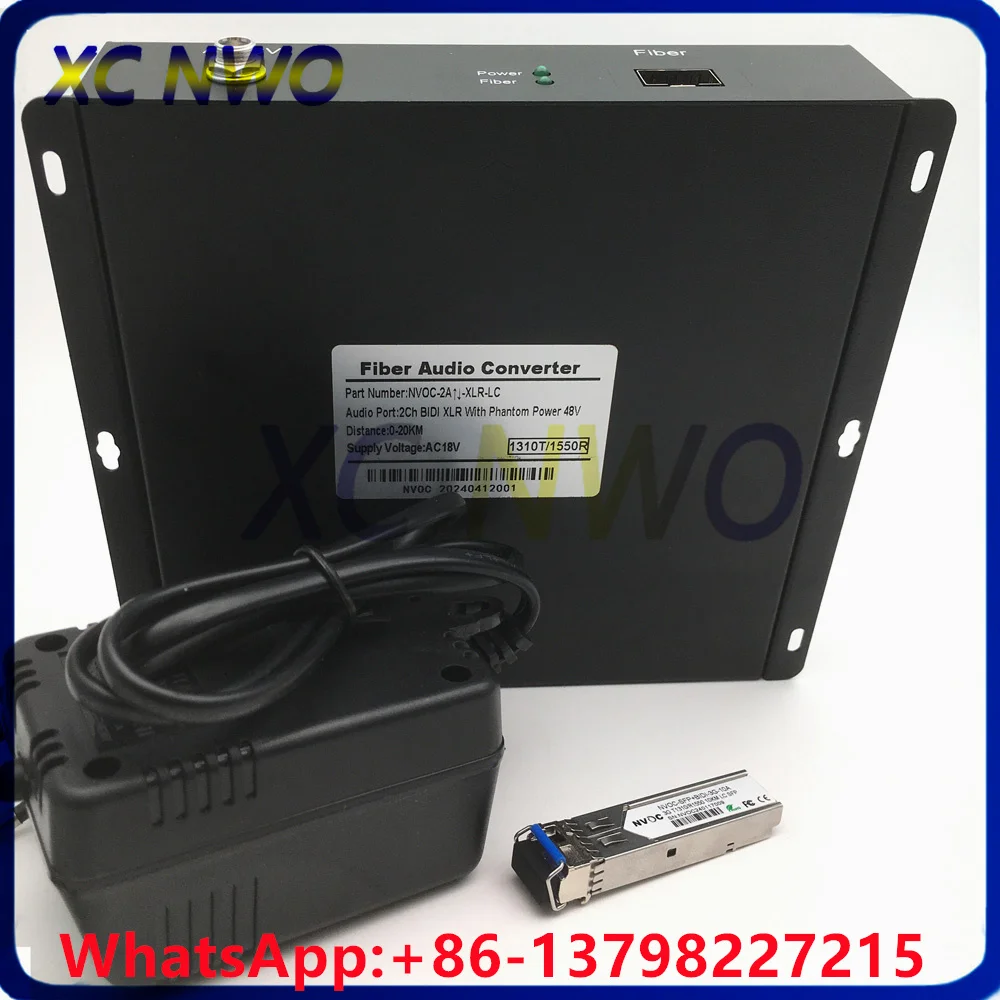 2Ch BIDI XLR Mircophone Balanced 3Pin Audio Over LC/SC/FC/ST Fiber Converter Transceiver with Switchable Phantom Power 48V