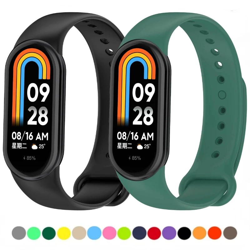 Мягкий силиконовый ремешок для Xiaomi Mi Band 8, спортивный смарт-браслет, сменный браслет для Xiaomi Band 8, аксессуары для ремешка для часов