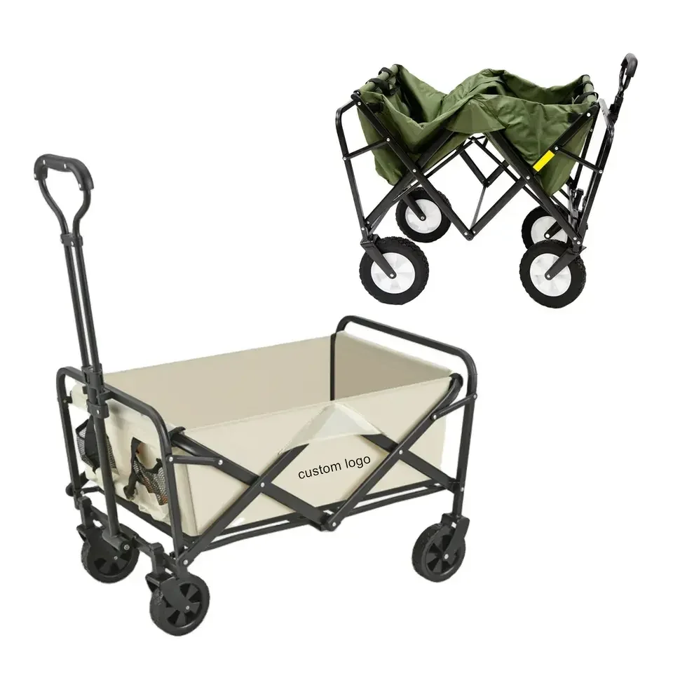 

Outdoor Garden Beach Folding Utility Wagon Large Capacity Beach Wagon with All Terrain Wheels Wagon Camping Cart