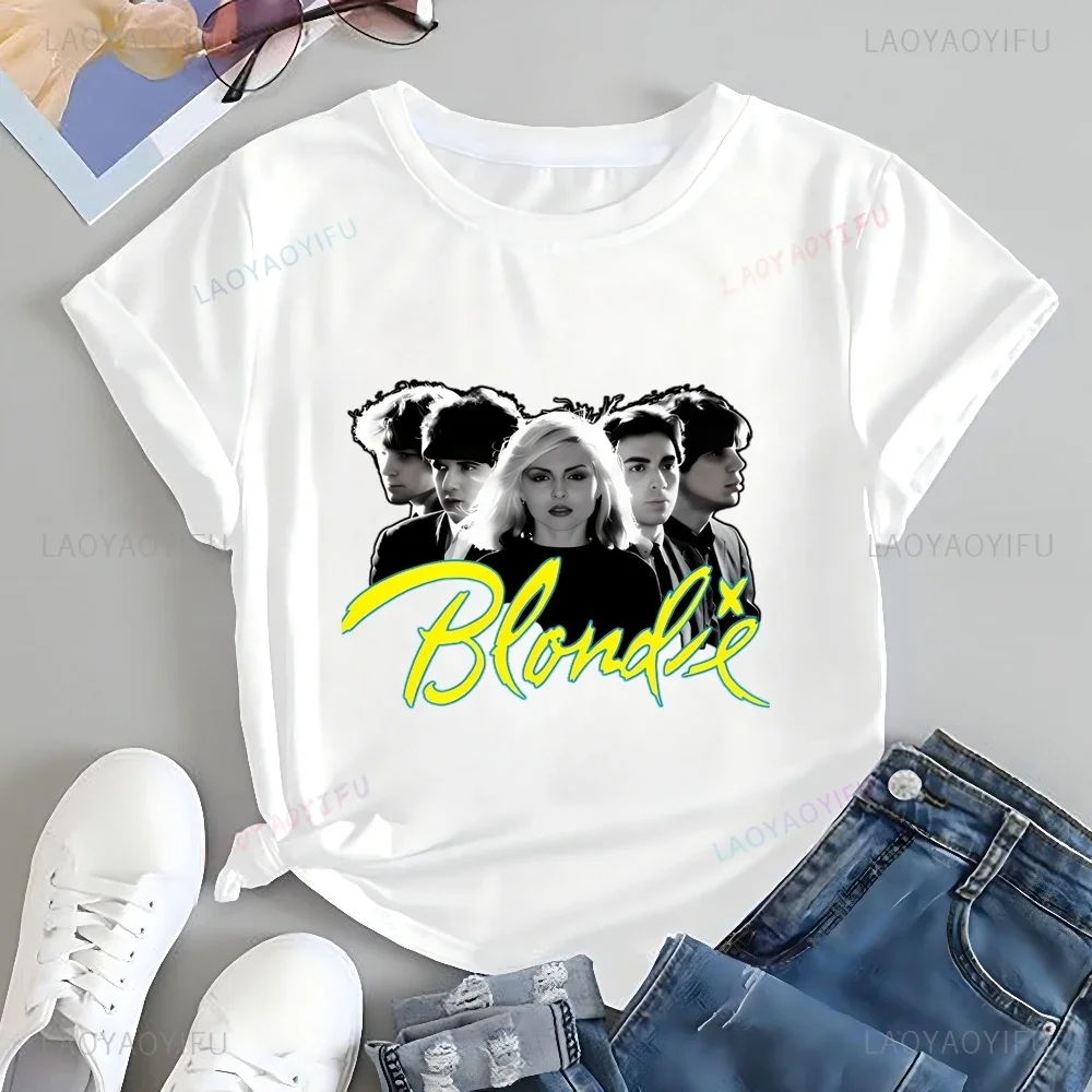 ملابس علوية كلاسيكية من Punk Rock Chica 70s من Banda Estampado Camisetas بلوندي Tendencia Camisas للجنسين Estampado Camisetas Grandes #6