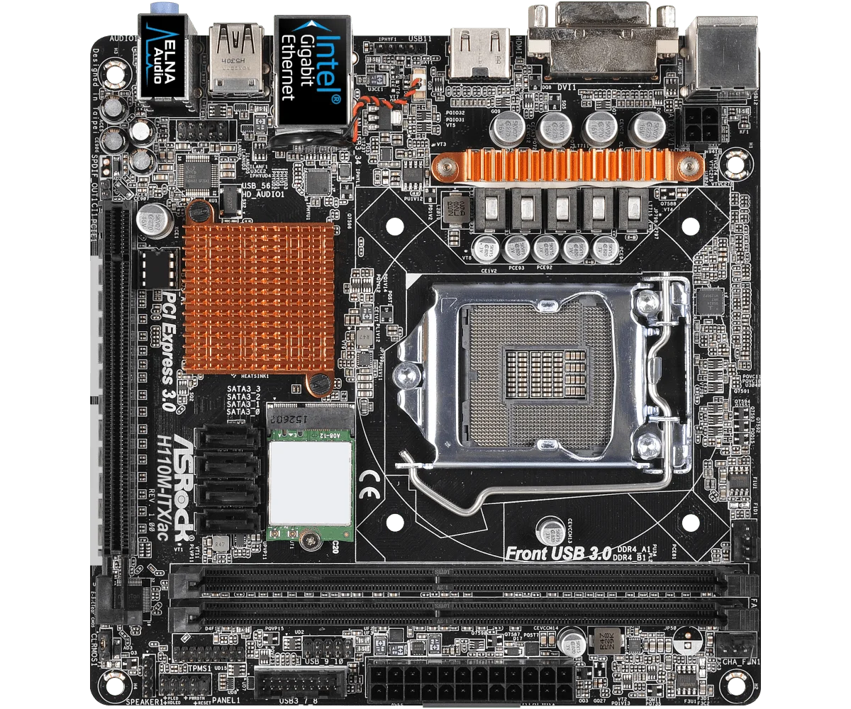 ASRock H110M-ITX/ac Mini-ITX Motherboard intel H110 LGA 1151 2xDDR4  32GB support  i7-6700 i5-6600 i3-7100 i7-7700 G4600 cpu