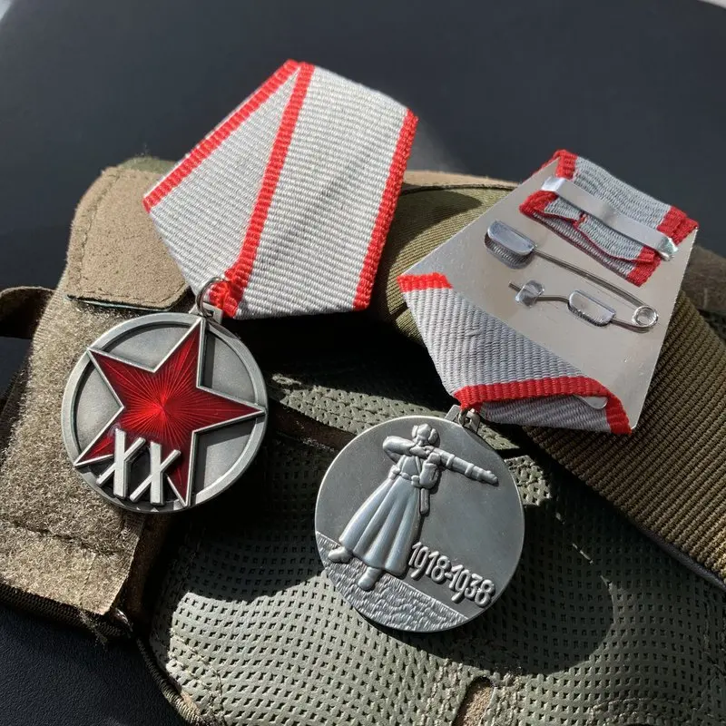 The Soviet Medal of the Red Army's 20th Anniversary Medal, Russian Commemorative Metal Emblem, Pendant Chest