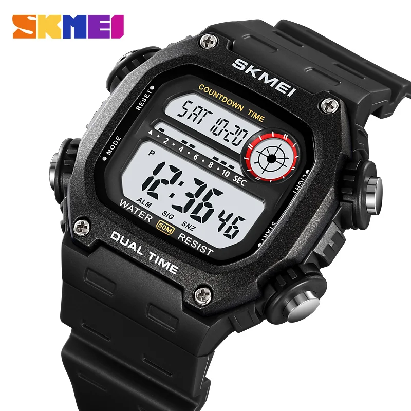 SKMEI Outdoor Digital Sports Electronic Watches For Men Fashion 5Bar Waterproof Stopwatch Wristwatches Alarm Clock Reloj Hombre