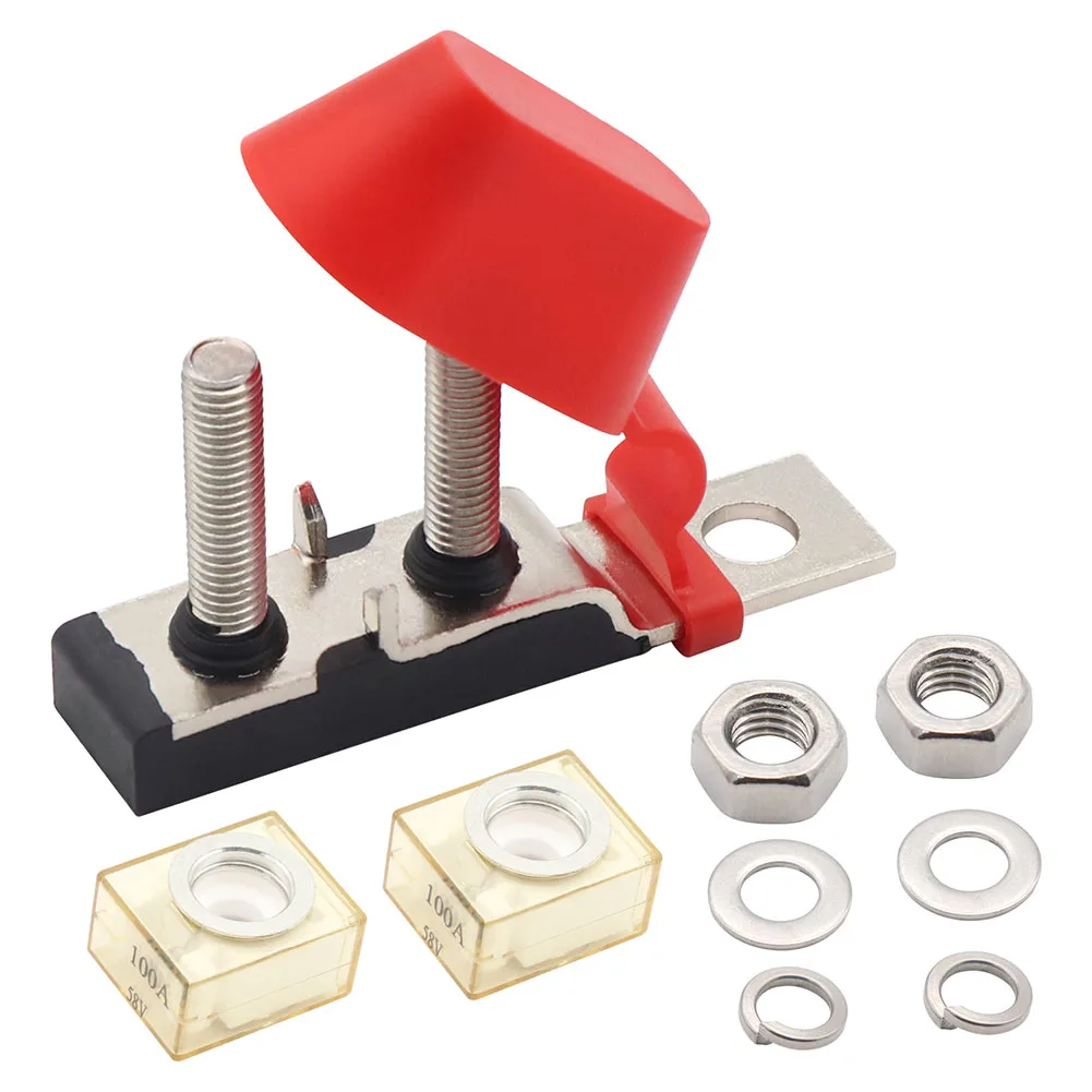 M8 Terminal Mount Fuse Block Kit with 30A 300A Fuse Capacity 58V Rated Waterproof for Automotive and Marine Batteries