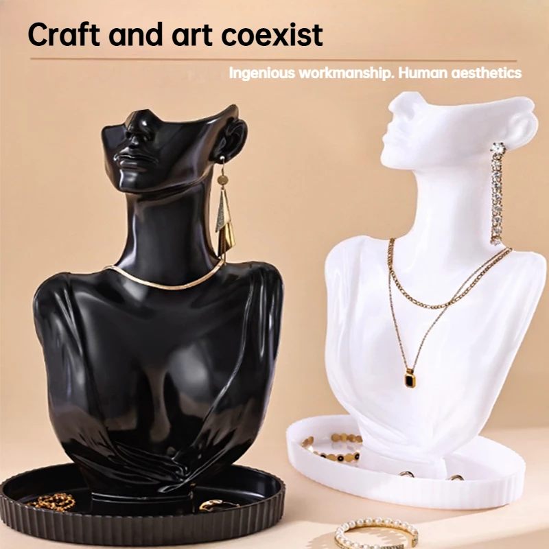 

Высококачественная пластиковая витрина для ювелирных изделий, стеллаж для выставки товаров ручной работы с портретной шеей, стеллаж для хранения ожерелья и сережек