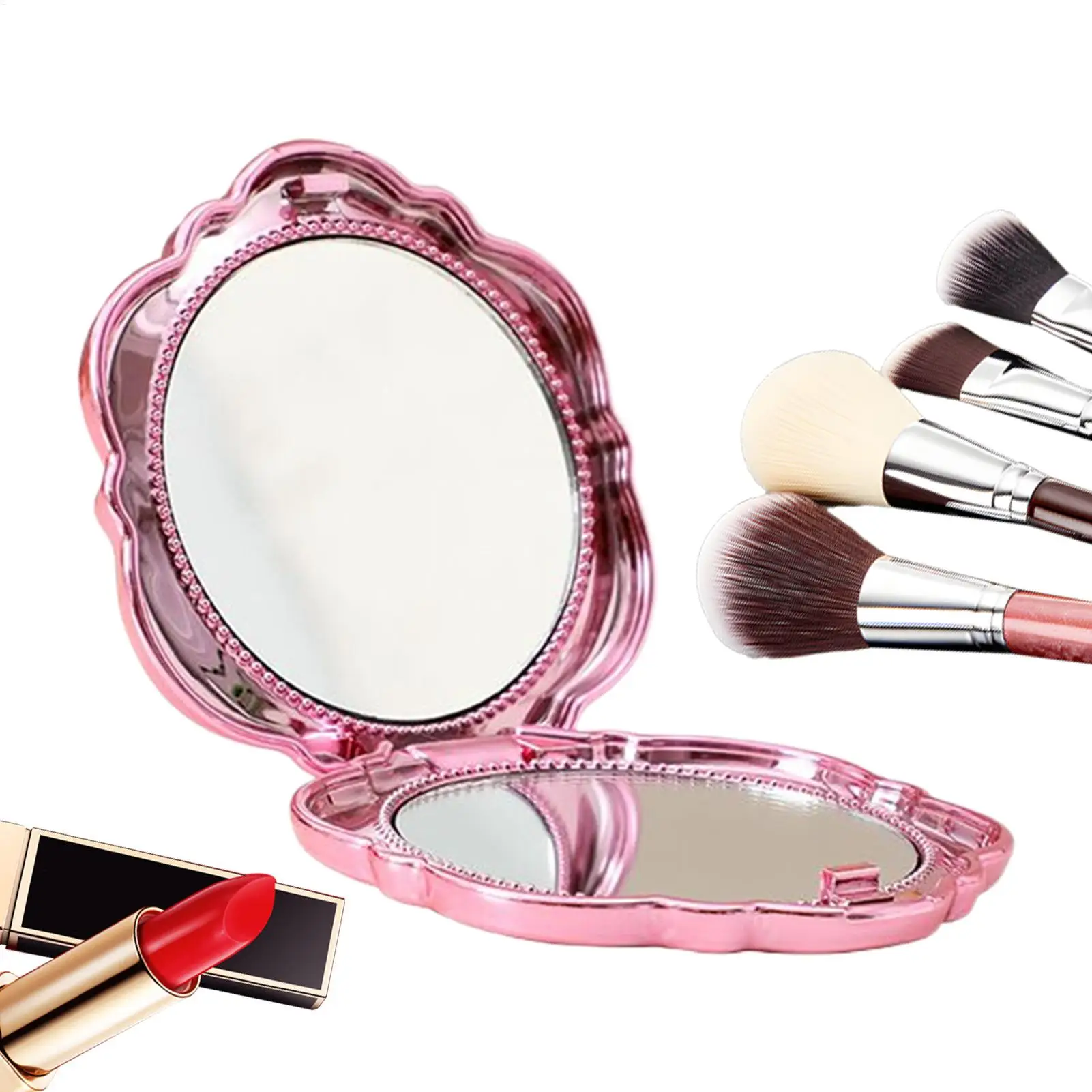 

Компактное зеркало в форме цветка, двустороннее, с увеличением, складное, для макияжа, для женщин и девушек, для путешествий, в сумку или карман