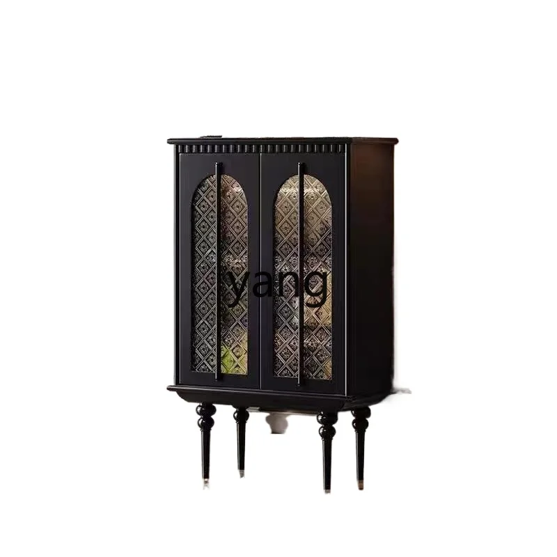 

ZYF light luxury dining side cabinet living room porch cabinet medieval decorative storage glass door wine cabinet