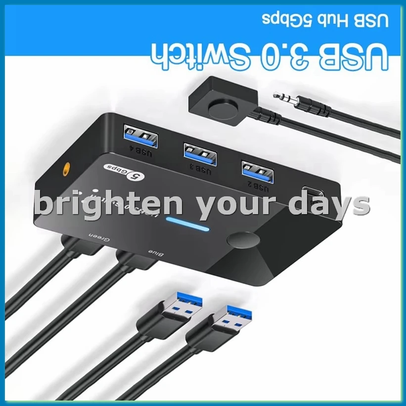 USB3.0 Switch 2 in 4 Out KVM Switch Laptop Host Sharing USB3.0 to Type-C Device Shared Mouse Keyboard and Printer-A79U