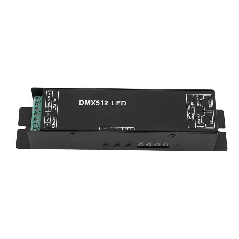 Dmx 512 Digital Display Decoder,Dimming Driver Dmx512 Controller For Led Rgbw Tape Strip Light Rj45 Connection Dc12-24V 20A (4 C