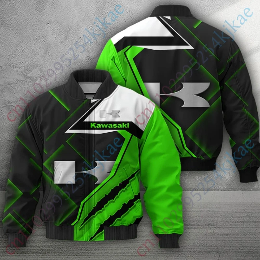 

Kawasaki Jackets Winter Men's clothing Hip Hop Bomber Jacket Harajuku Windbreaker Thick Lightweight Baseball Uniform Streetwear