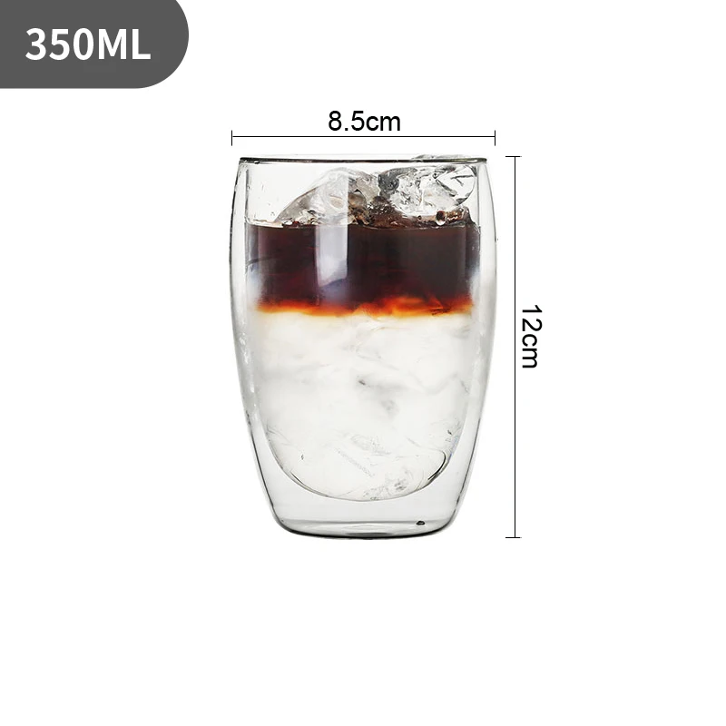 350ml Double Wall Glass Cup Transparent Handmade Heat Resistant Tea Drink Cup MINI Whisky Cup 100 centigrade Espresso Coffee Cup