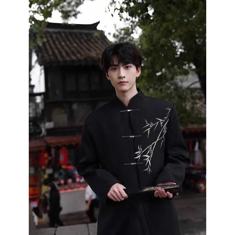 New Chinese Style Buttoned Suit Set Men's Wedding Engagement Best Man  Stand Collar Zhongshan Suit Youth Trend Sprin...