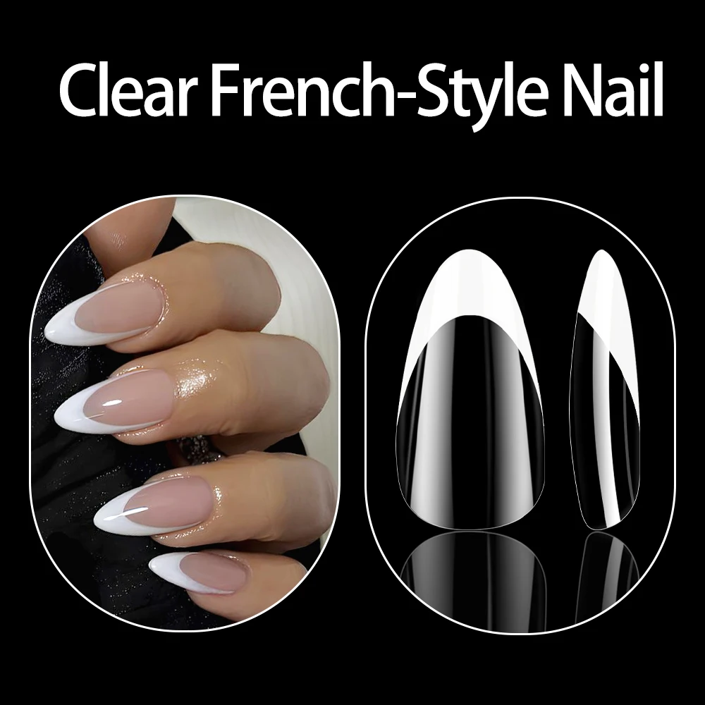 120個入り/箱 アクリル製つけ爪 ホワイト アーモンド型 ネイルチップ フルカバー 取り外し可能 混合サイズ プレスオンネイル