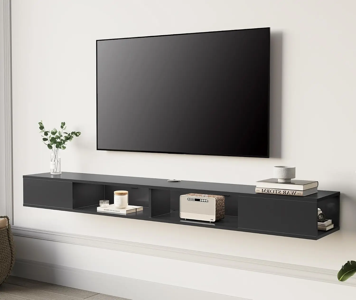 70 inch Black Floating TV Stand Wall Mounted Media Console Storage Cabinet Entertainment Center, Customized