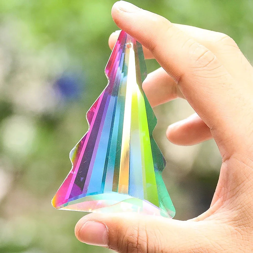 

1pc 76mm Tree Shape Crystal Prism Garden Suncatcher Hang Decor Glass Chandelier Crystal Light Shadow Art Replacement Lamp Part