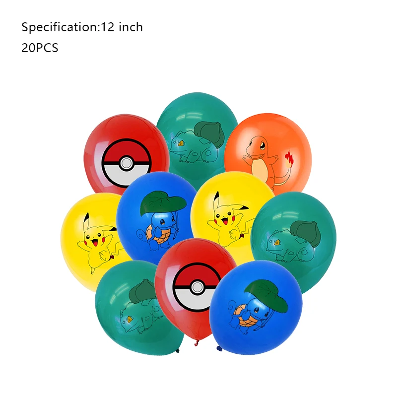 Pikachu Geburtstagsparty Dekoration Hintergrund-Banner für Kinder Aluminiumfolie Latexballons Einweggeschirr Kindergeschenk