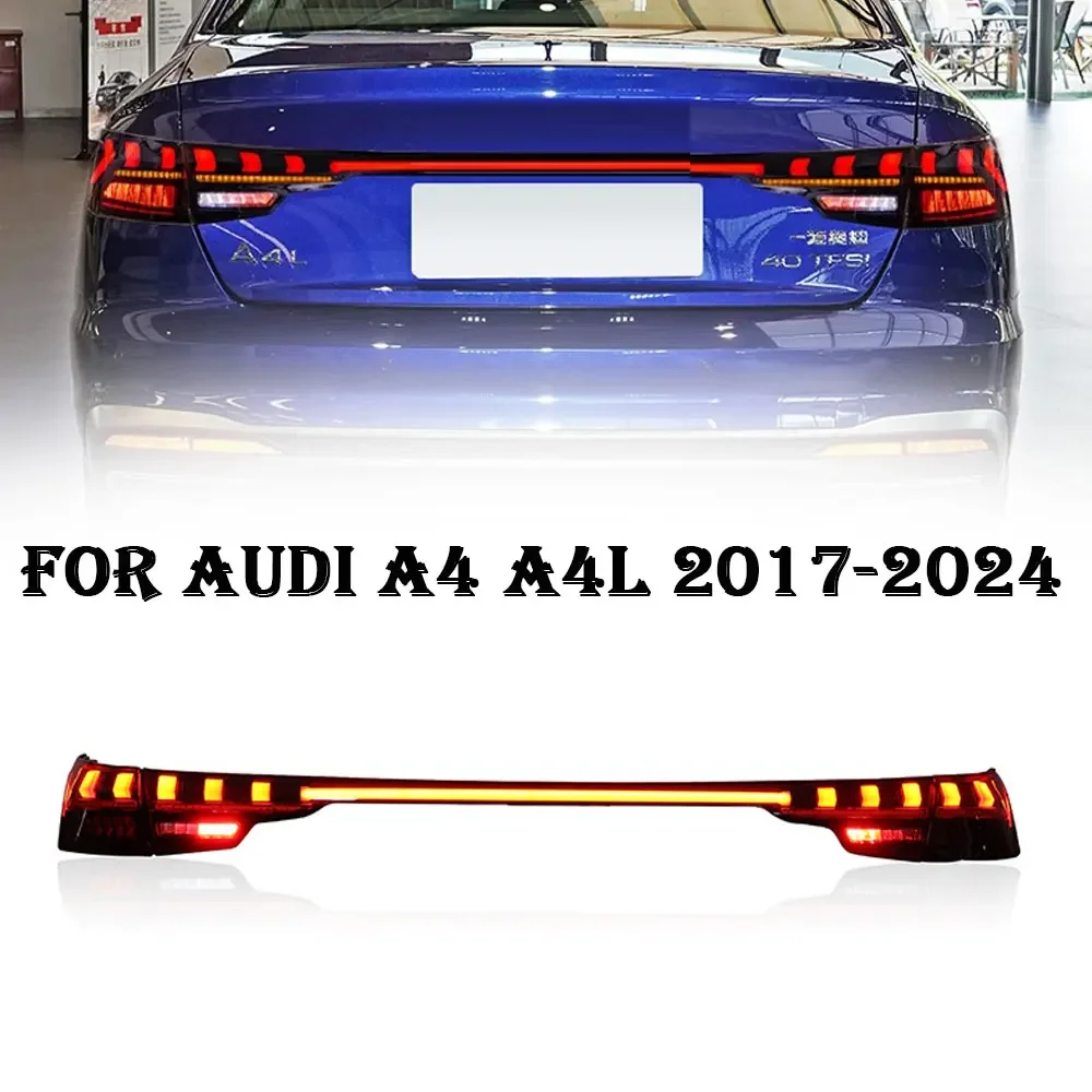 For Audi A4L A4 B9 2017-2023 LED Tail Lights LED Dynamic turn signal Through trunk taillights Rear Bumper Lights Rear Fog lights