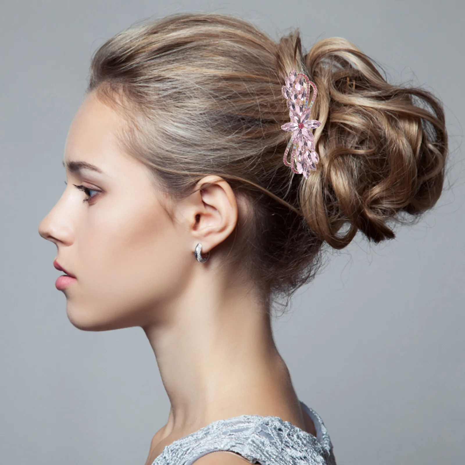 

Rhinestone Spring Clips Large Size Zinc Alloy Women Girls Hairpins Vintage Hair Accessories Thin Thick Hair Stylish Birthday