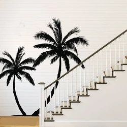 2Pcs Palm Tree Summer Beach Wall Sticker Living Room Playroom Jungle Forest Travel Wall Decal Bedroom  Home Decor