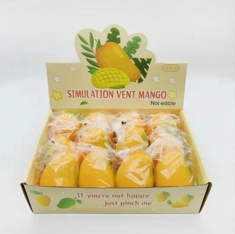 Simulation Mango Gummy Squishy Toy, Slow Rebound Stress Relief Vent Ball, Novelty Sensory Toy in Display Box