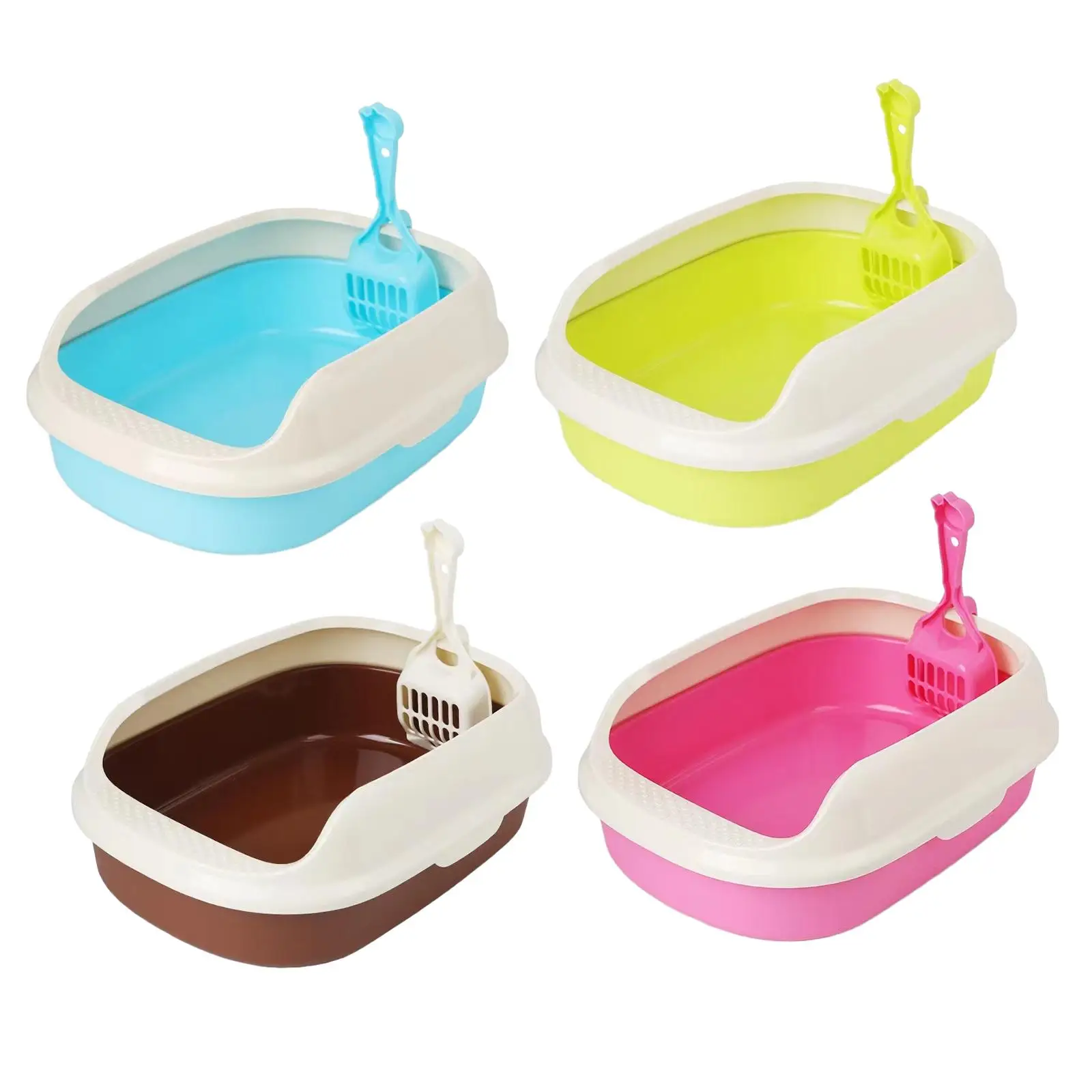 Litter Box Kitten Toilet Semi Enclosed Easy to Clean Cat Sandbox with High Side Sturdy Bedpan Cat Litter Tray for Indoor Cats