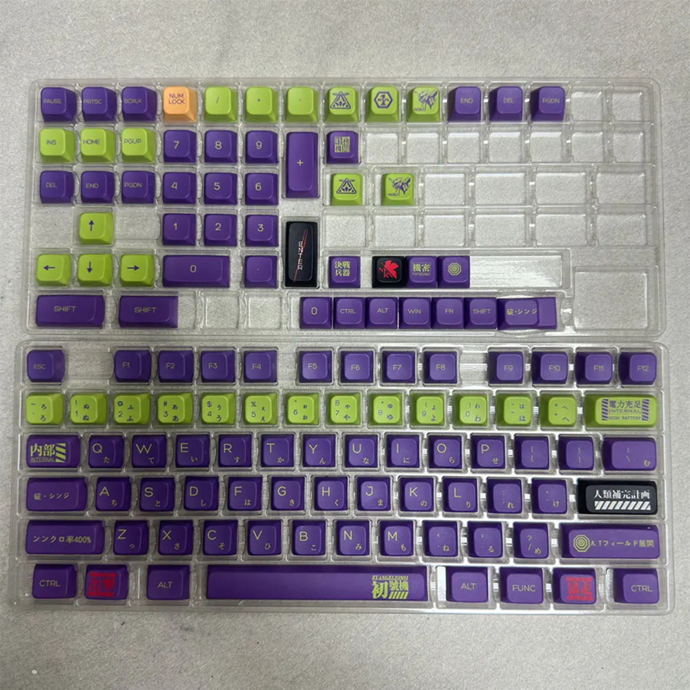 Imagem -05 - Conjunto Completo de Teclas com Tema Verde Roxo Altura Mda Sublimação Térmica Pbt para Teclado Mecânico 61 64 68 75 84 87 99 104 108