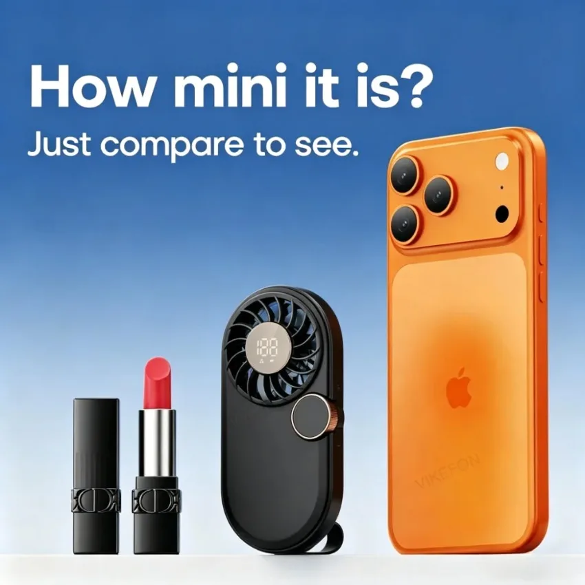 1200mAh Mini Handheld Fan Digital Display 100 Speed Adjustable Lightweight Portable Cooling Fan Type C Rechargeable with Lanyard