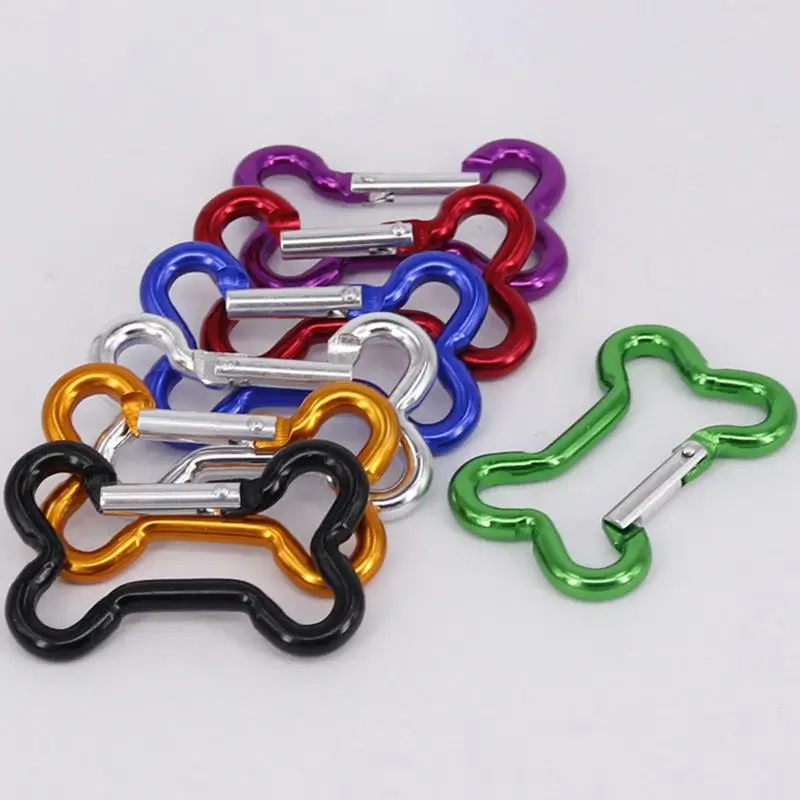 10PCS Bone Shaped Aluminum Carabiner Key Chain Clips Outdoor Keyring Hook Water Bottle Hanging Buckle Travel Kit Accessories