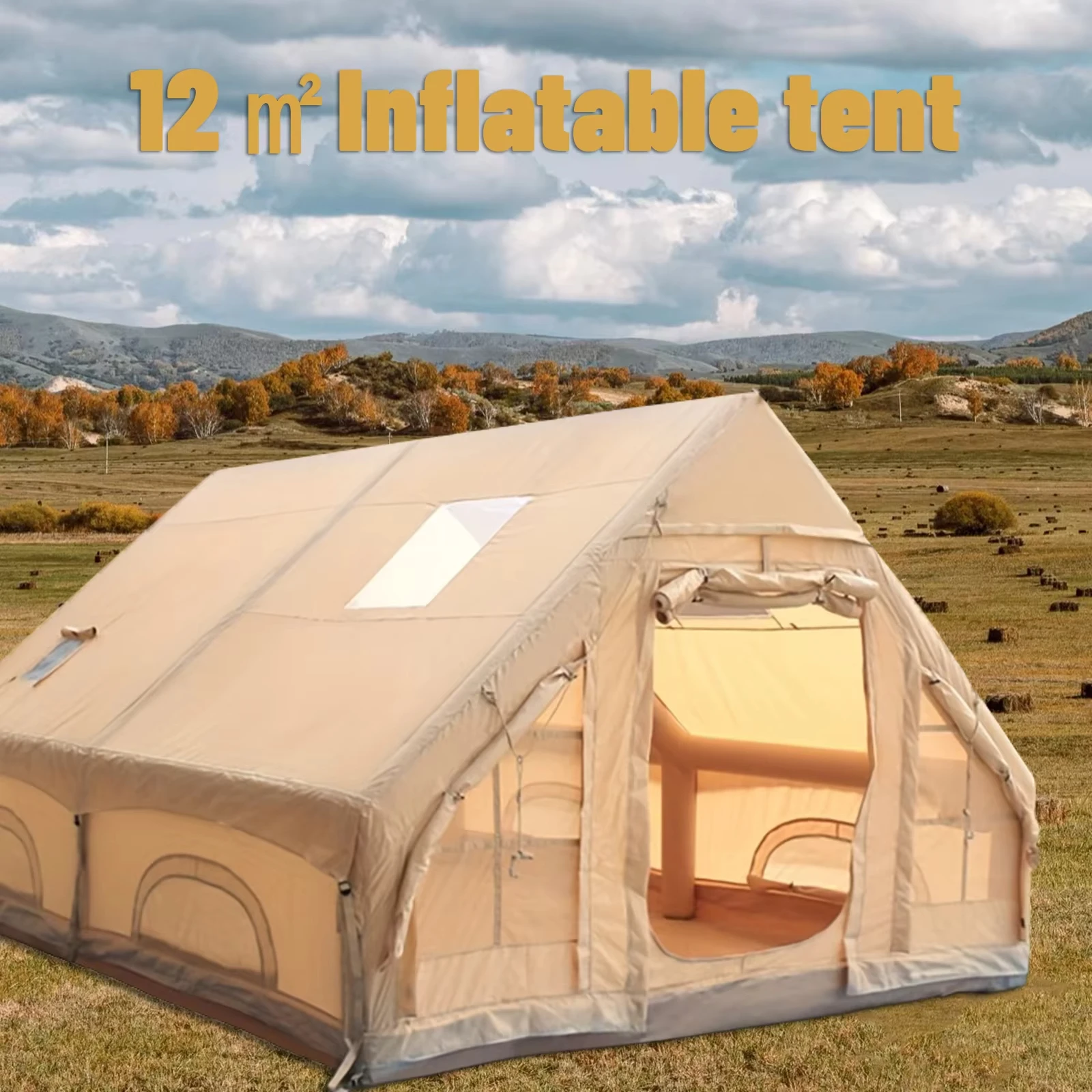 

Large Inflatable Tent for Camping portable 4-8 people water-resistant camping tent Ultra-Quick Setup Blow Up Tent with windows