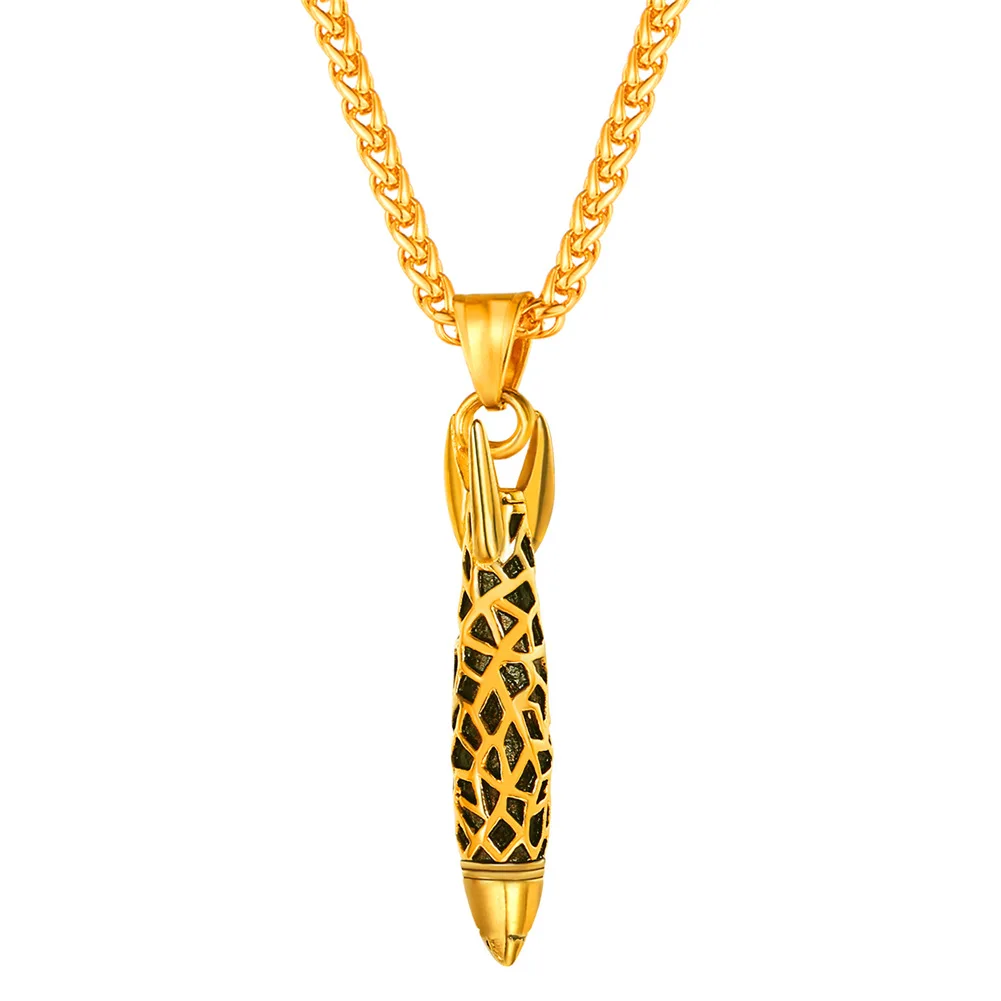 

ChainsPro Missile Pendant Gold/Black Color Rocket Men Stainless Steel Bomb Missile Jewelry Necklace Men P836