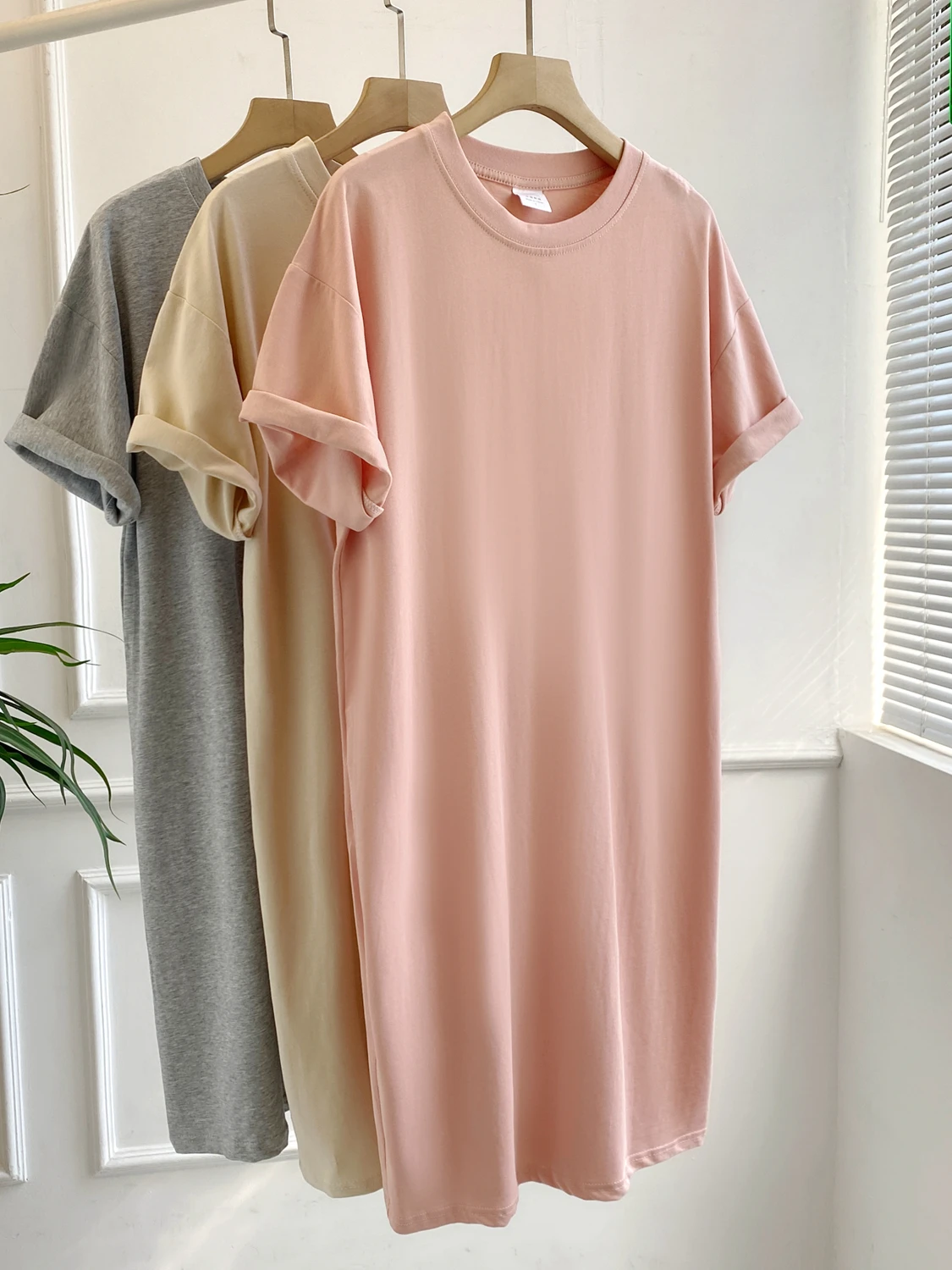 

plus Size Casual Korean Sle Women's Dr Knee-Length ort Sve T-irt Dr for Heavy Girls Summer Faion plus Size