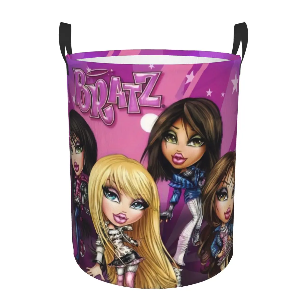 Custom Cartoon Bratzs Doll Laundry Hamper Large Clothes Storage Basket Tv Movie Toy Bin Organizer for Kids