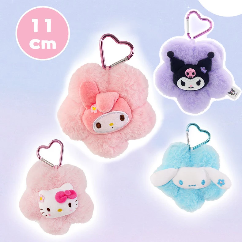 Oryginalny breloczek Sanrio Hello Kitty Kuromi Melody Cinnamoroll, pluszowa zabawka, zawieszka w stylu kwiatowym, anime, prezent urodzinowy