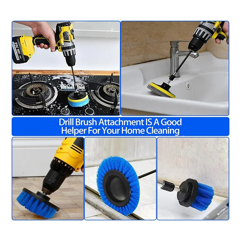 Drill Brush Attachment Set Replacement 27-Piece Electric Scrubber Cleaning Kit For Tub, Extension Attachment-AT64