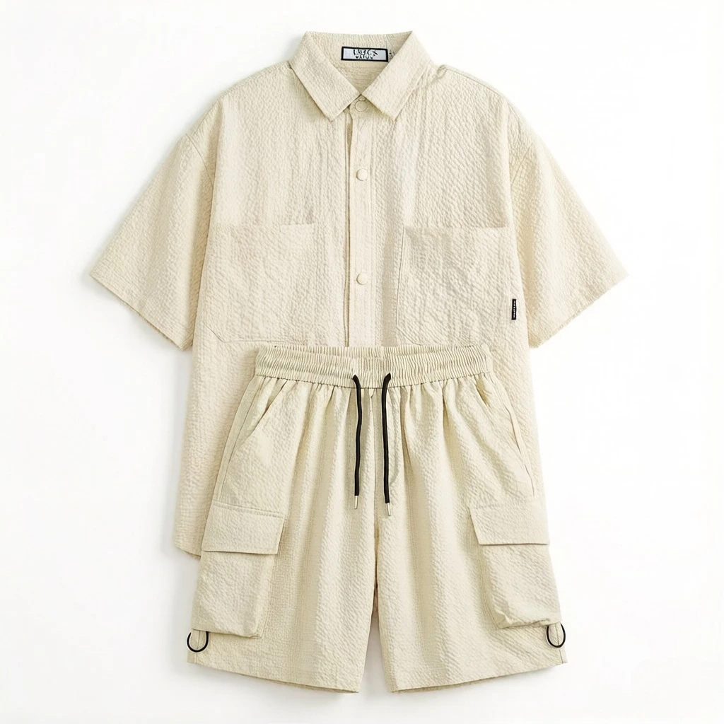 

​Edgy Casual Shirt Shorts Set for Men Lightweight Breathable Summer Outdoor Activities​