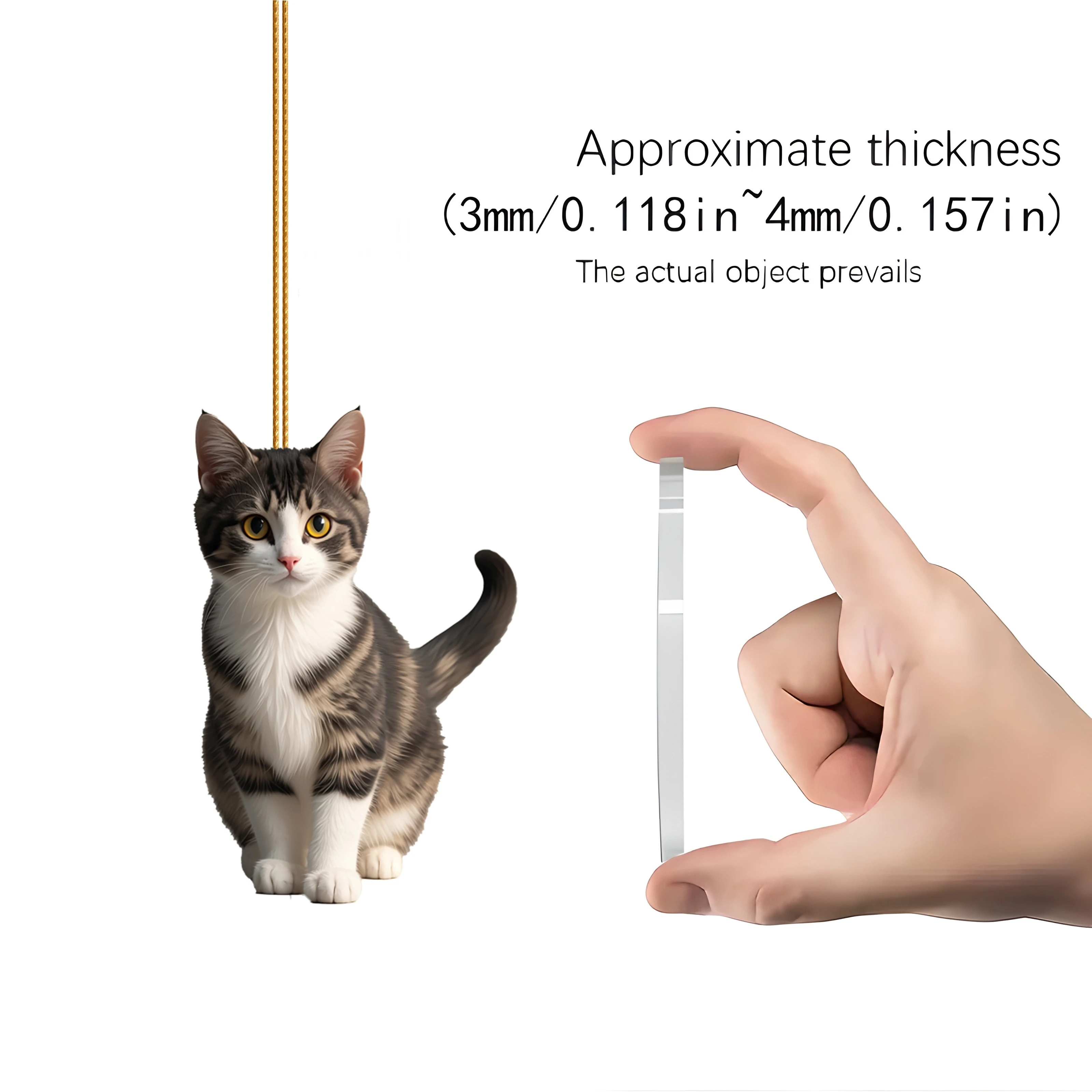 2D Acrylic Plush Black and White Cat Small Decorative Pendant for Car Rearview Mirror Decoration Pendant for Pet Enthusiasts
