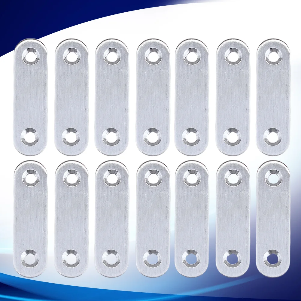 

20PCS 37mm Stainless Steel Straight Steel Brace Straight Metal Bracket Steel Straight Brace (Silver)