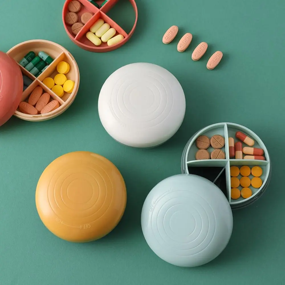 Mini Round Pill Box 7 Grids Sealed Medicine Storage Box Large Capacity Empty Medicine Dispenser Box Travel