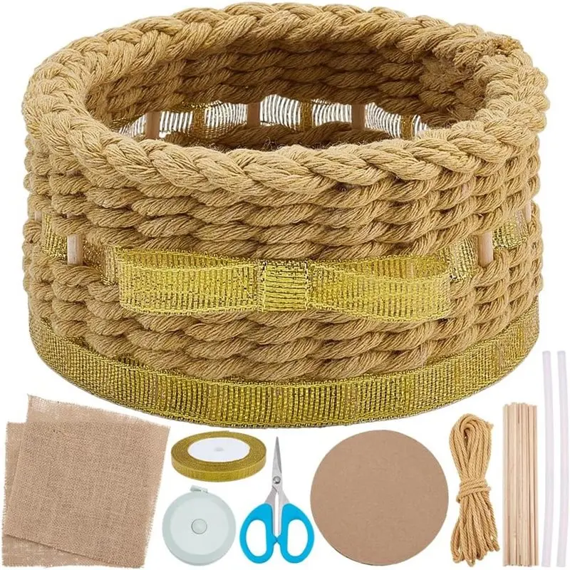 

【EFFICIENT 】DIY Macrame Woven Basket Kit For Beginners Crafts Supplies Baskets Weave Projects For Holiday Gift