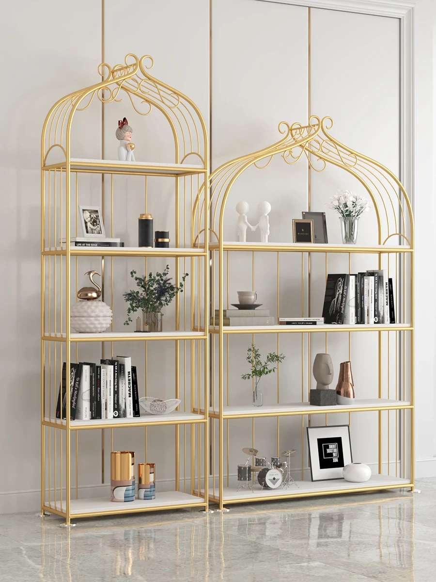 American style storage rack, retro floor standing solid wood iron partition rack, bookshelf, living room display rack