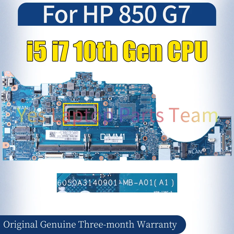 6050A3140901 For HP 850 G7 Laptop Mainboard i5 i7 10th Gen M05496-601 M05248-601 100％ Tested Notebook Motherboard