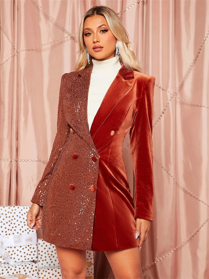 Manteau en velours à paillettes pour femmes, costume de bureau, Blazer formel, veste d'affaires, robe de bal, taille personnalisée, tenue de printemps et d'automne