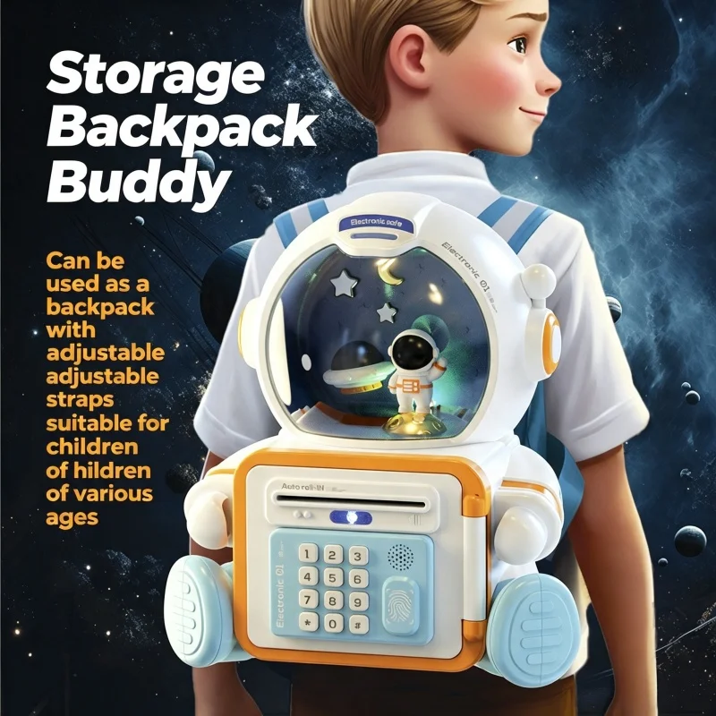 Astronaut Electronic Savings Piggy Bank Fingerprint Password Unlock Money Box Children Deposit Teller ATM Machine Toys for Kids